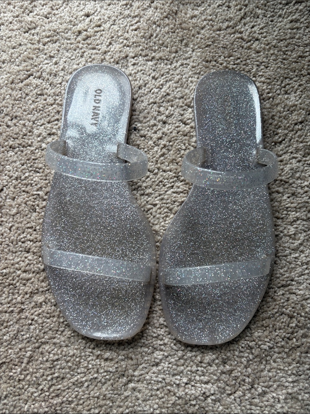 Old Navy Clear Glitter Slide Sandals - Silver Glitter